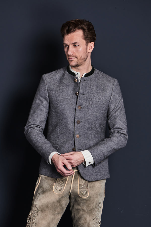 Gottseidank Trachtenjanker Helmut Zinngrau Rückansicht | Gottseidank traditional jacket Helmut pewter grey back view