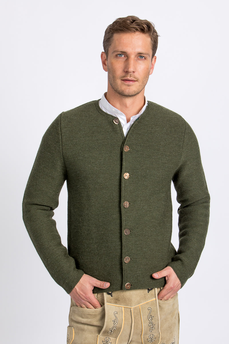 Gottseidank Strickjanker Aloisius bronzegrün Vorderansicht | Gottseidank Knit Jacket Aloisius bronze green front view