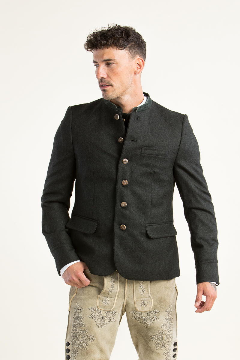 Gottseidank Trachtenjanker Helmut Flaschengrün Detail | Gottseidank traditional jacket Helmut bottle green detail