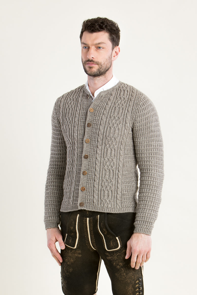 Gottseidank Strickjanker Anton birke Detail | Gottseidank knit jacket Anton birch beige detail