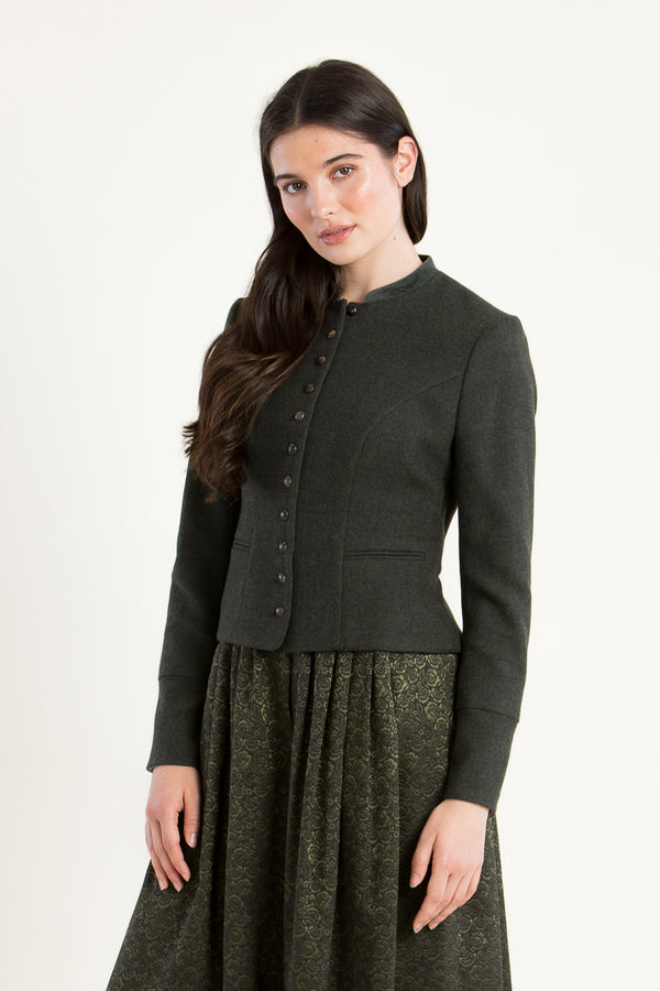 Gottseidank Trachtenjanker Barbara Jagdgrün Vorderansicht | Gottseidank Traditional Jacket Barbara hunter green front view