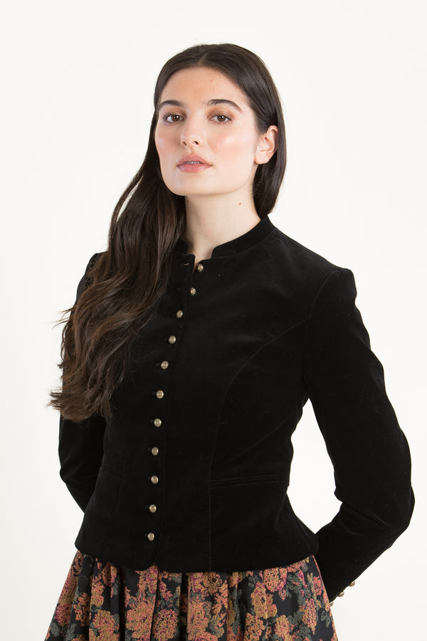Gottseidank Samtjanker Barbara schwarz Vorderansicht | Gottseidank velvet jacket Barbara black front view