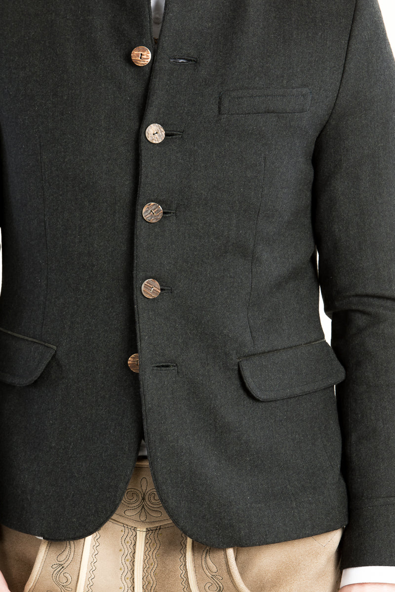 Gottseidank Trachtenjanker Helmut Flaschengrün Detail | Gottseidank traditional jacket Helmut bottle green detail
