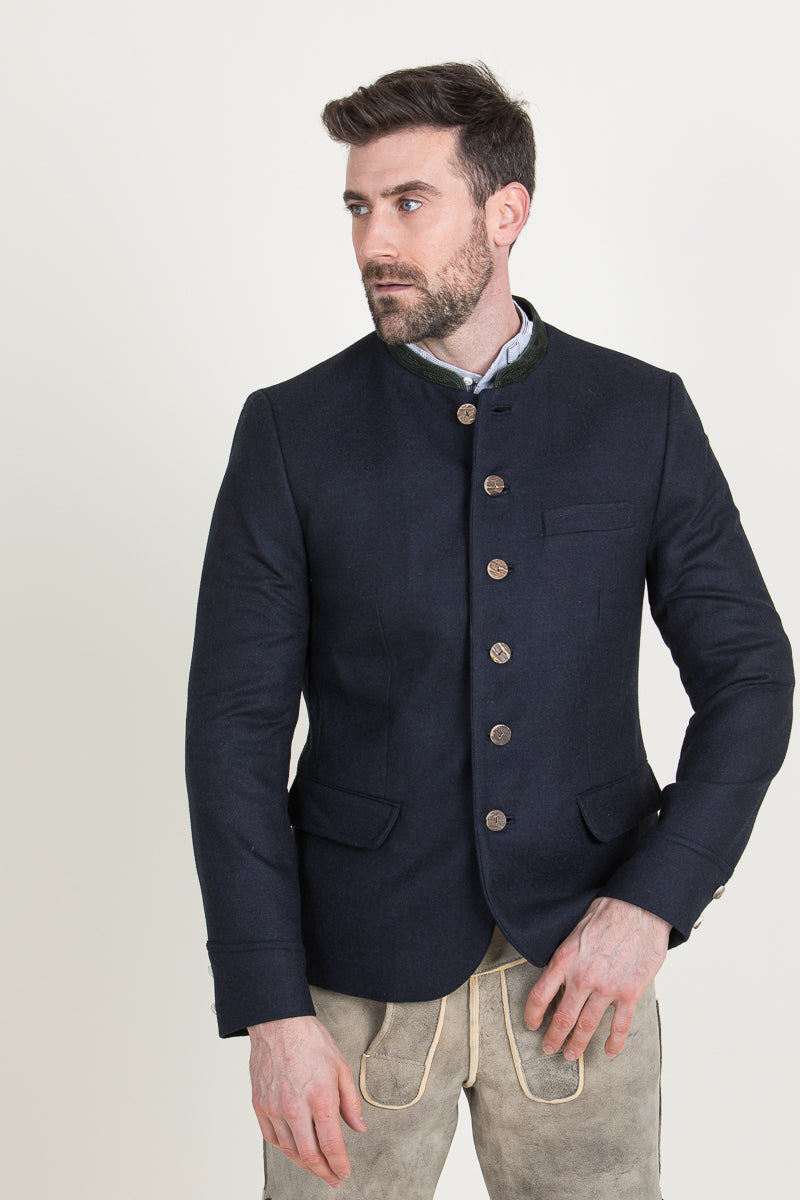 Gottseidank Trachtenjanker Helmut Schwarzblau Vorderansicht | Gottseidank loden jacket Helmut black-blue front view