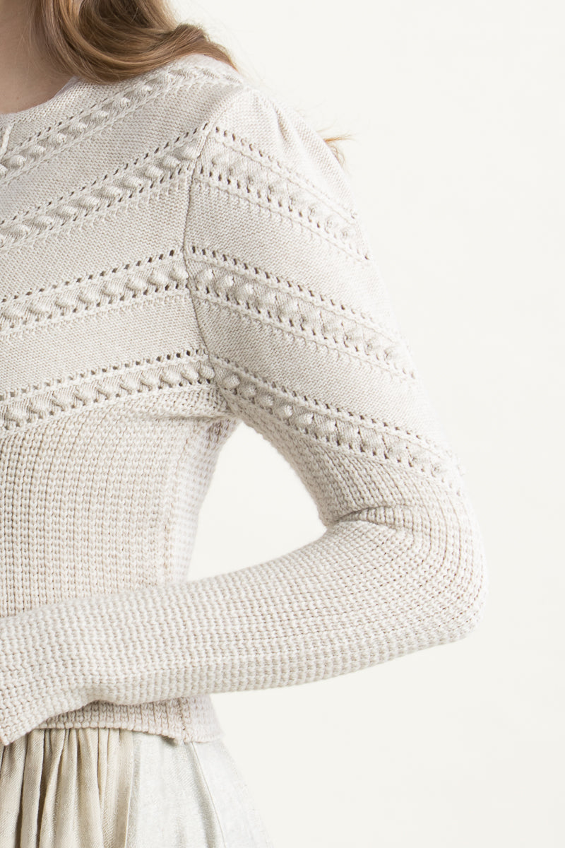 Gottseidank Strickjanker Ophelia champagner Rückansicht | Gottseidank knit jacket Ophelia champagne back view