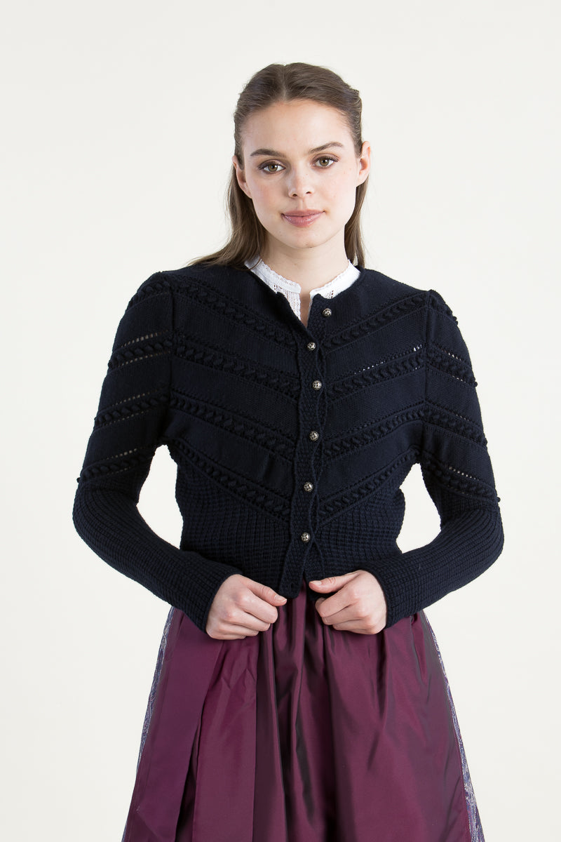 Gottseidank Strickjanker Ophelia marine Vorderansicht | Gottseidank knit jacket Ophelia navy front view