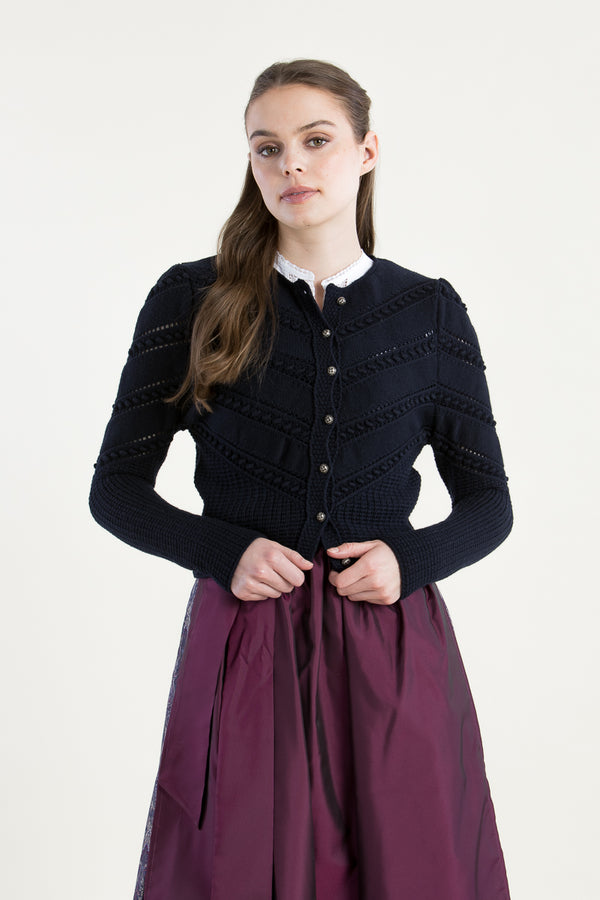 Gottseidank Strickjanker Ophelia marine Rückansicht | Gottseidank knit jacket Ophelia navy back view