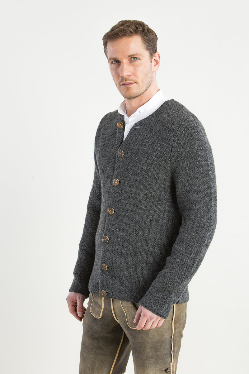 Gottseidank Strickjanker Toni asphalt Detail | Gottseidank knitted janker Toni asphalt detail