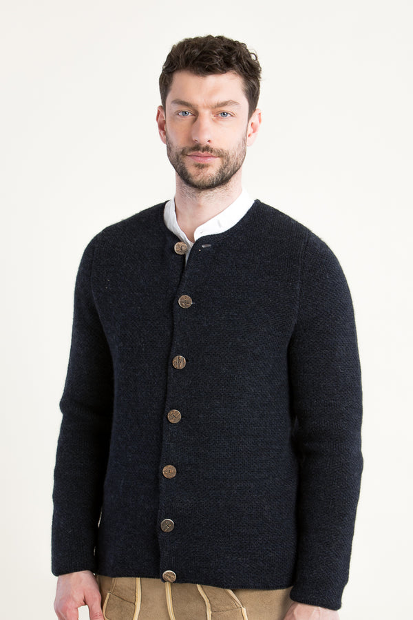 Gottseidank Strickjanker Toni carbonblau Vorderansicht | Gottseidank knit jacket Toni carbon blue front view