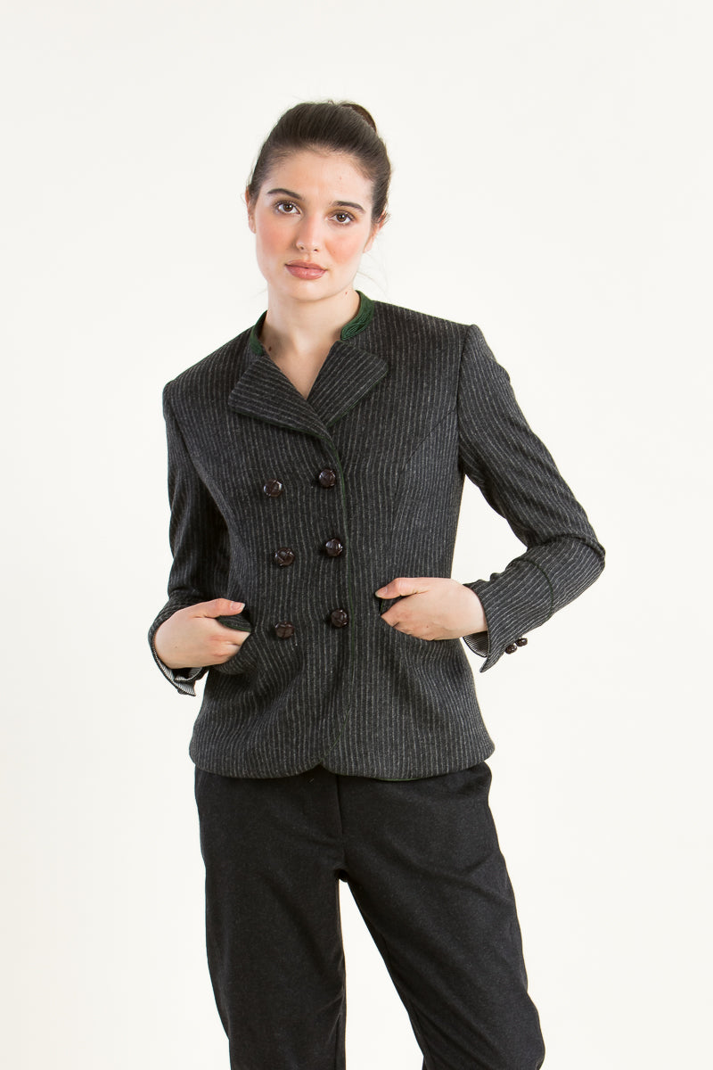Gottseidank Trachtenjanker Wally anthrazit Detail | Gottseidank Tracht jacket Wally anthracite detail