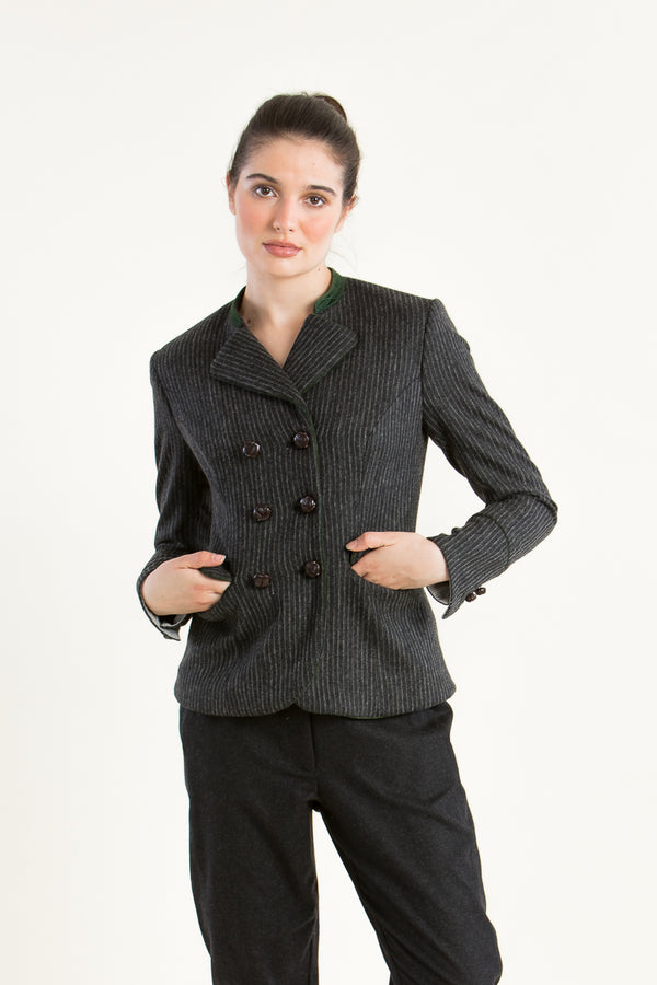 Gottseidank Trachtenjanker Wally anthrazit Detail | Gottseidank Tracht jacket Wally anthracite detail