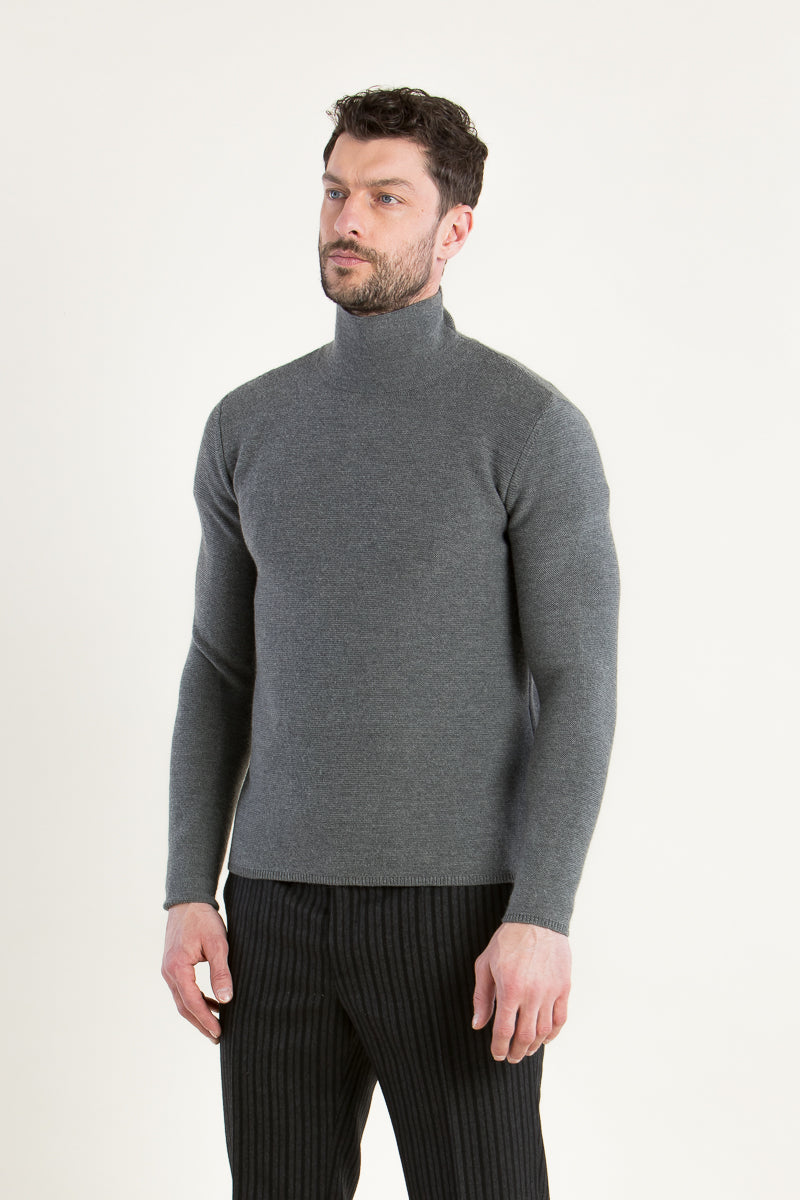 Gottseidank Rollkragenpulli Conrad zinngrau Detail | Gottseidank rollneck pullover Conrad tin grey detail