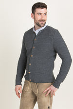 Gottseidank Strickjanker Aloisius asphalt/tanne Rückansicht | Gottseidank Knit Jacket Aloisius asphalt/fir back view