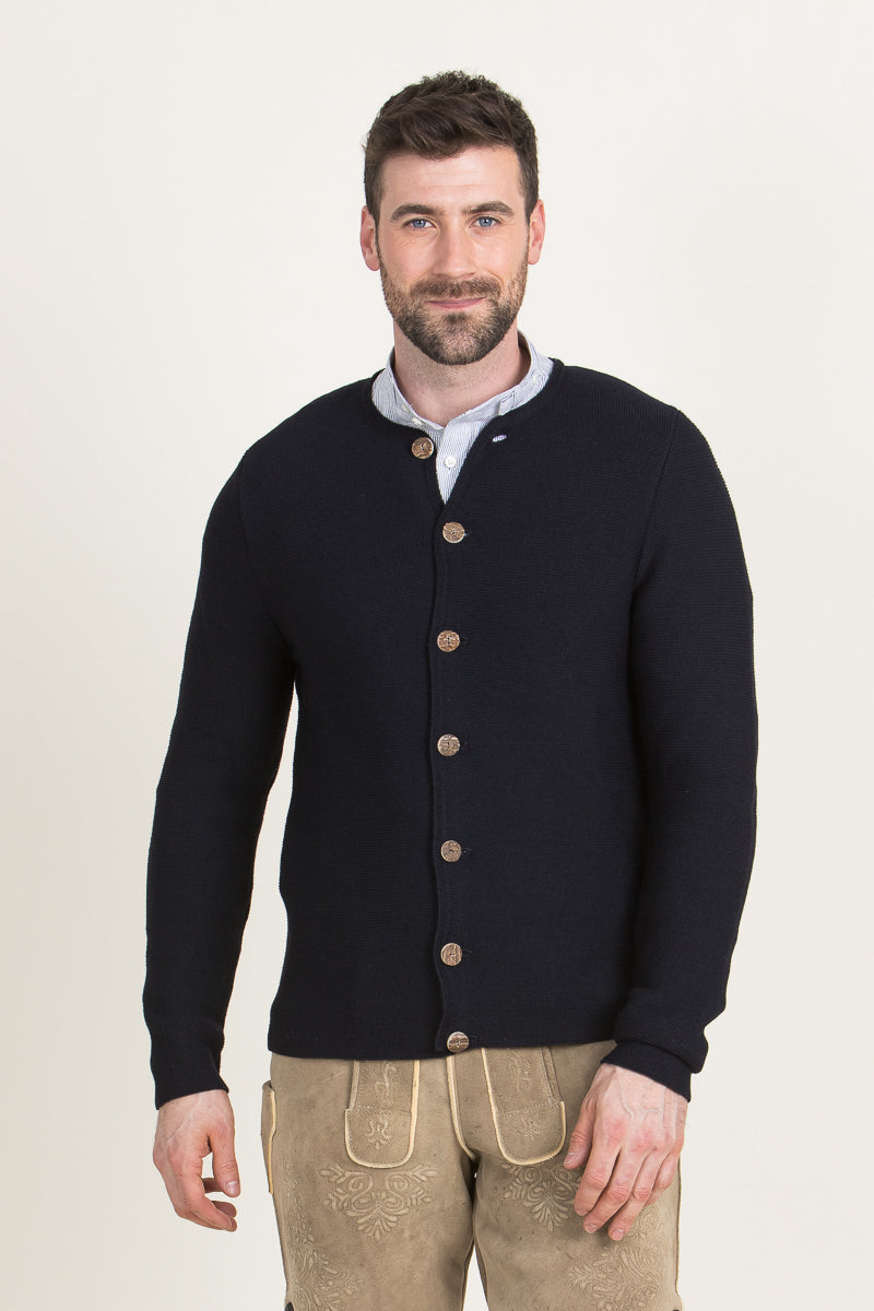 Gottseidank Strickjanker Aloisius tintenblau Rückansicht | Gottseidank Knit Jacket Aloisius ink blue back view