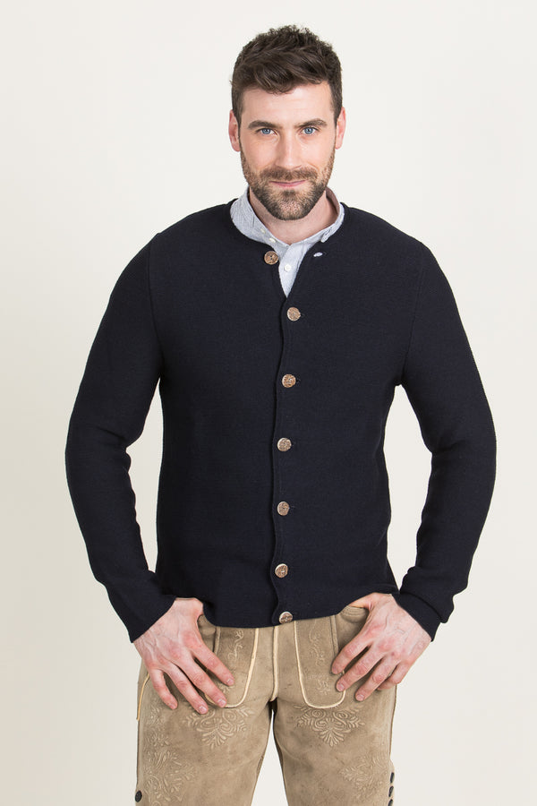 Gottseidank Strickjanker Aloisius tintenblau Vorderansicht | Gottseidank Knit Jacket Aloisius ink blue front view