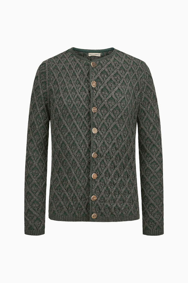Gottseidank Strickjanker Simon beluga/tanne Vorderansicht | Gottseidank knit jacket Simon beluga/fir front view