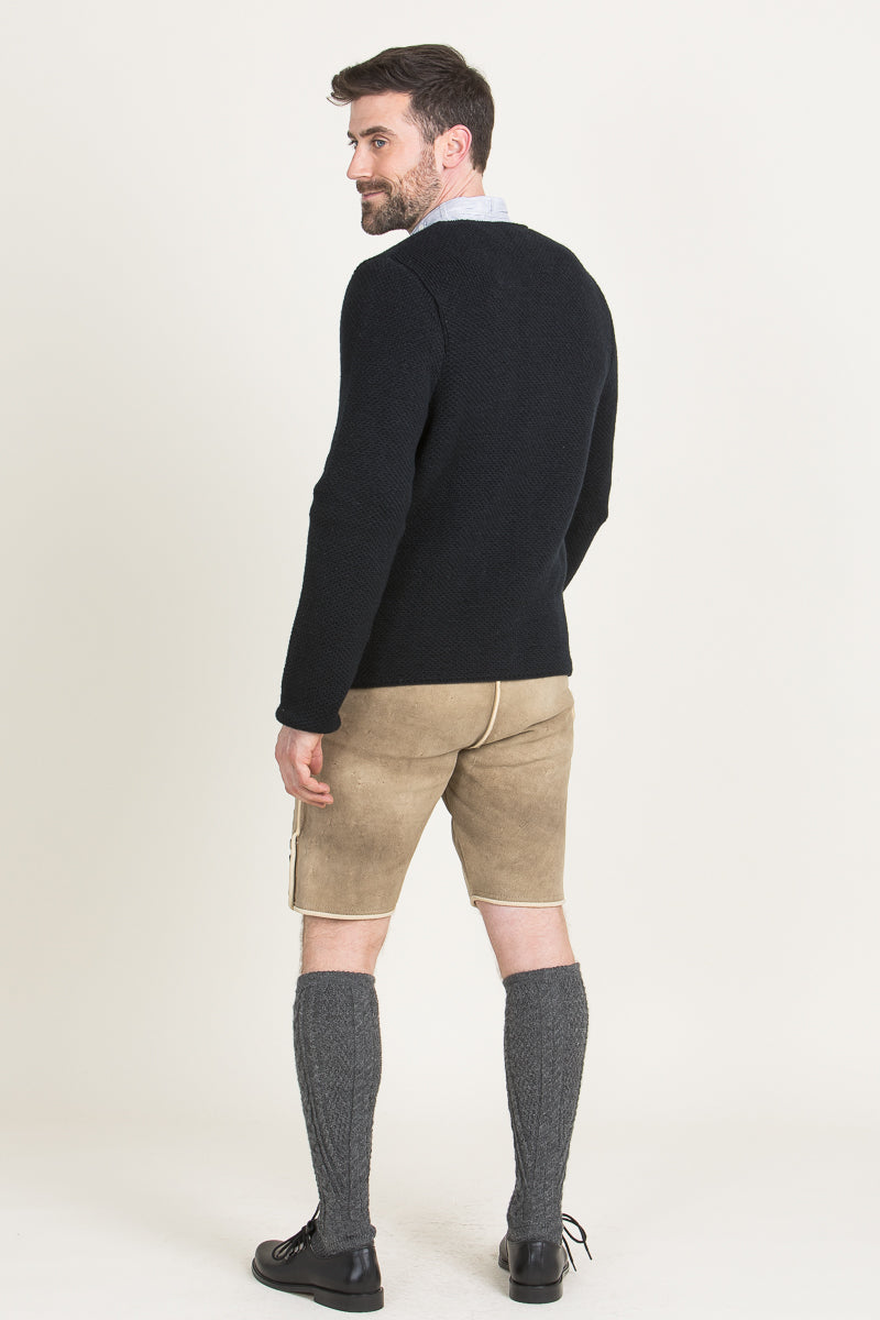 Gottseidank Strickjanker Toni schwarzblau Detail Knopf | Gottseidank knit jacket Toni dark blue-black button detail