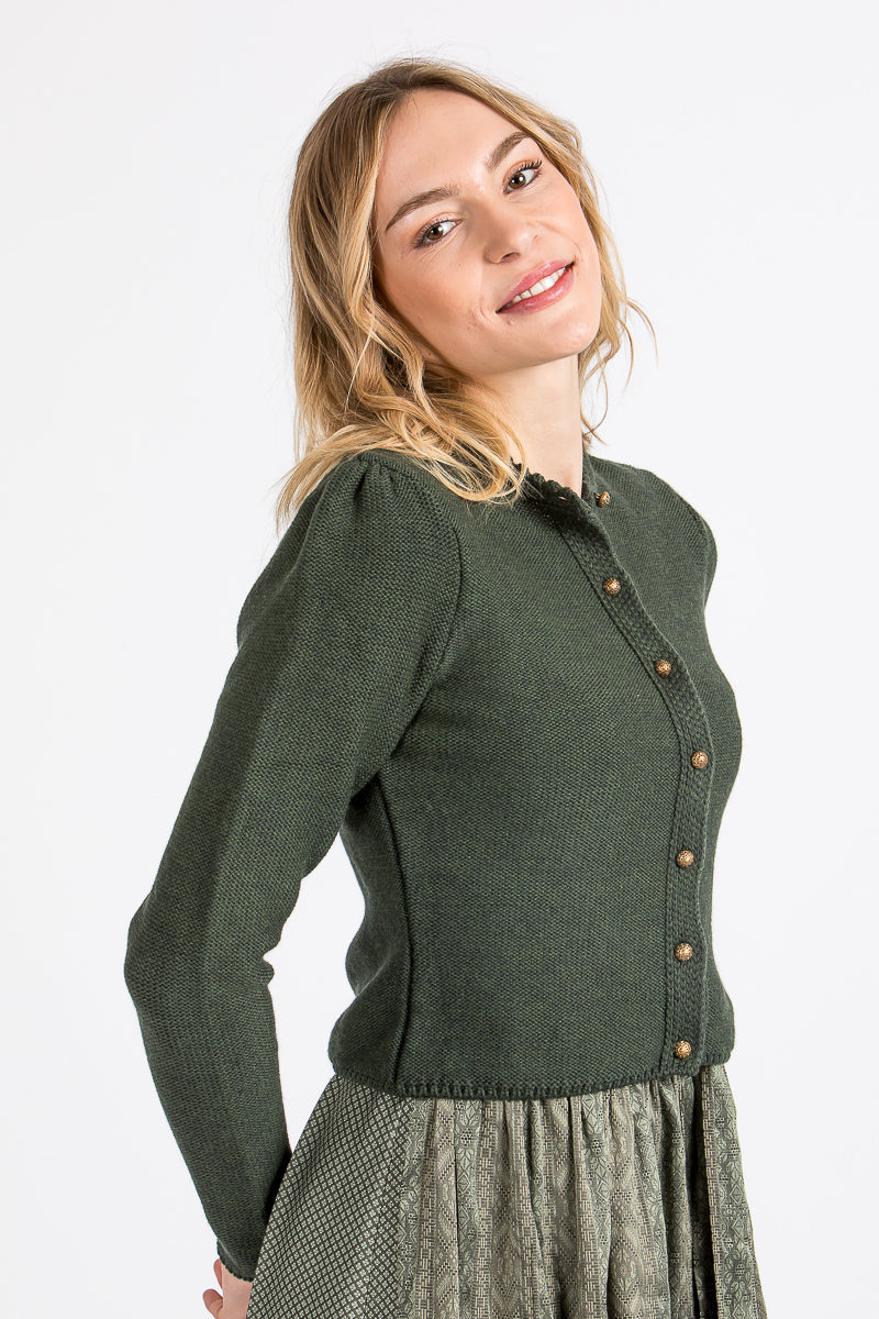 Gottseidank Strickjacke Mirl waldschatten Detail | Gottseidank knit jacket Mirl forest green detail
