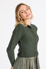 Gottseidank Strickjacke Mirl waldschatten Detail | Gottseidank knit jacket Mirl forest green detail