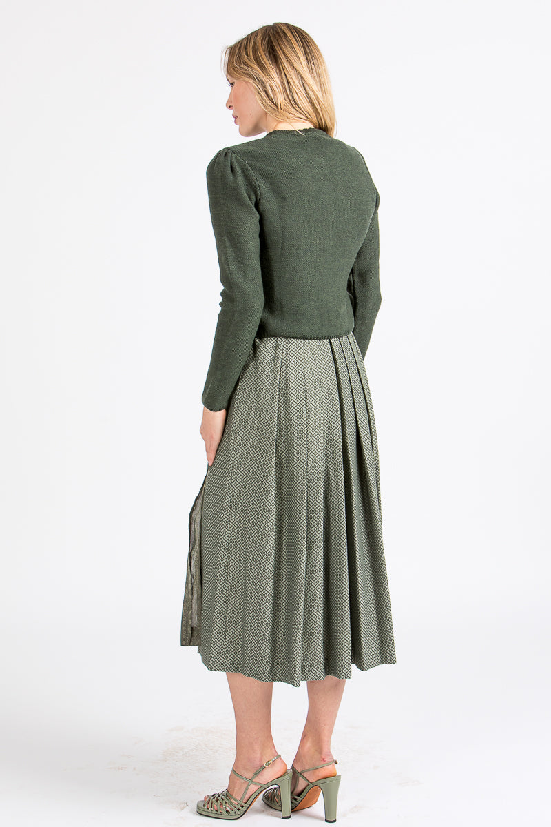 Gottseidank Strickjacke Mirl waldschatten Stehkragen Detail | Gottseidank knit jacket Mirl forest green collar detail