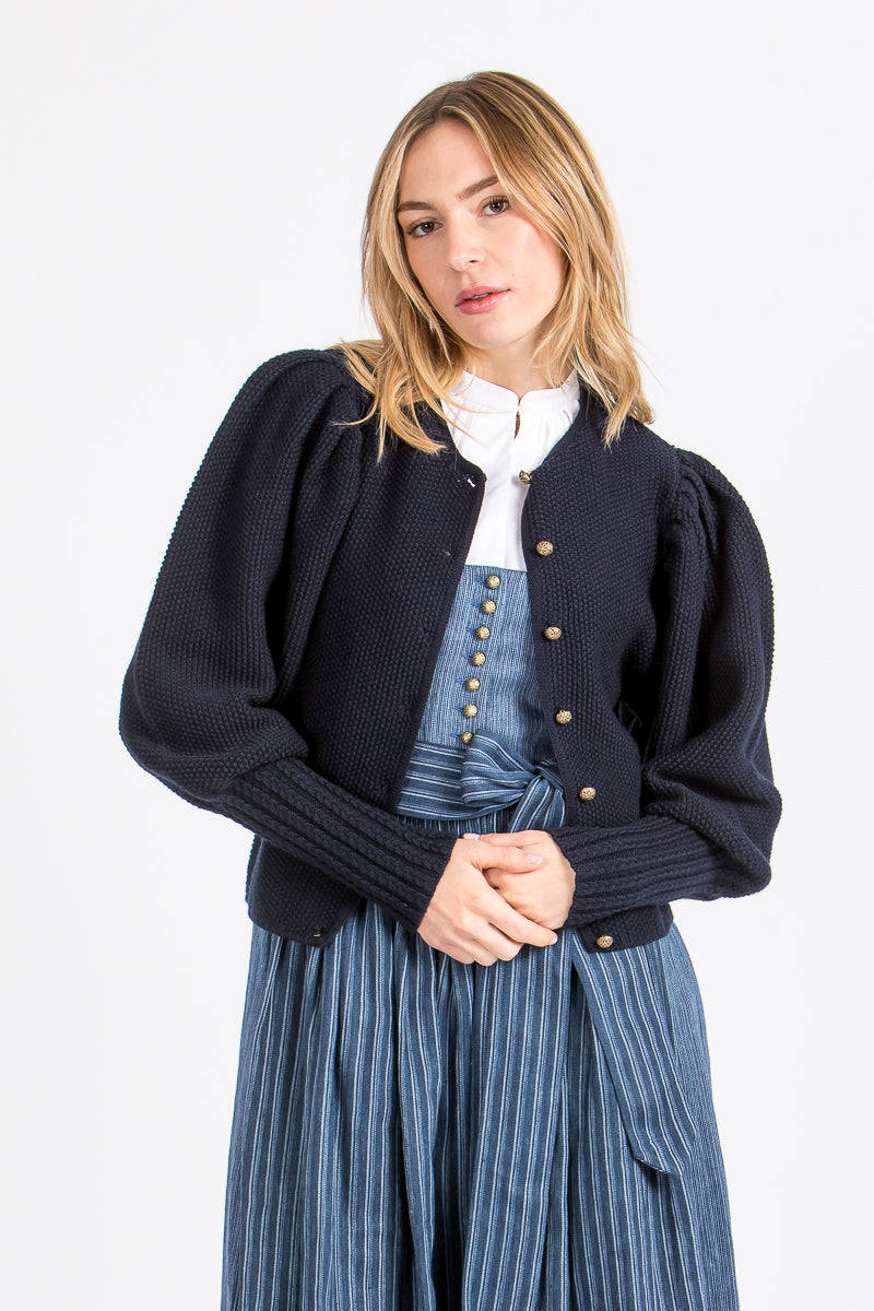 Gottseidank Strickjacke Gisela marine Detail Ärmel | Gottseidank knit jacket Gisela navy sleeve detail