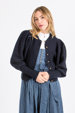 Gottseidank Strickjacke Gisela marine Detail Ärmel | Gottseidank knit jacket Gisela navy sleeve detail