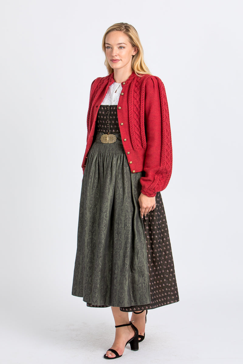 Gottseidank Trachtenstrickjacke Damen Lea Sauerkirschrot Rückansicht | Gottseidank Women's Traditional Knit Jacket Lea Sour cherry red back view