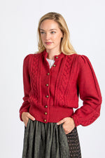 Gottseidank Trachtenstrickjacke Damen Lea Sauerkirschrot Vorderansicht | Gottseidank Women's Traditional Knit Jacket Lea Sour cherry red front view