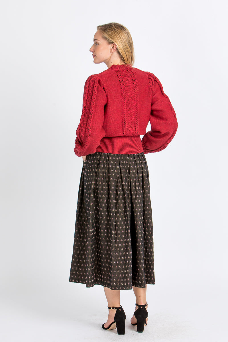 Gottseidank Trachtenstrickjacke Damen Lea Sauerkirschrot Rückansicht | Gottseidank Women's Traditional Knit Jacket Lea Sour cherry red back view