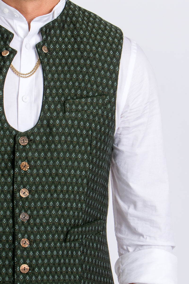 Gottseidank Miesbacher Weste Ignaz Wiese Detail | Gottseidank Miesbacher Waistcoat Ignaz Meadow Green detail