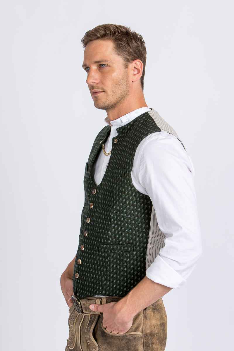 Gottseidank Miesbacher Weste Ignaz Wiese Getragen | Gottseidank Miesbacher Waistcoat Ignaz Meadow Green worn