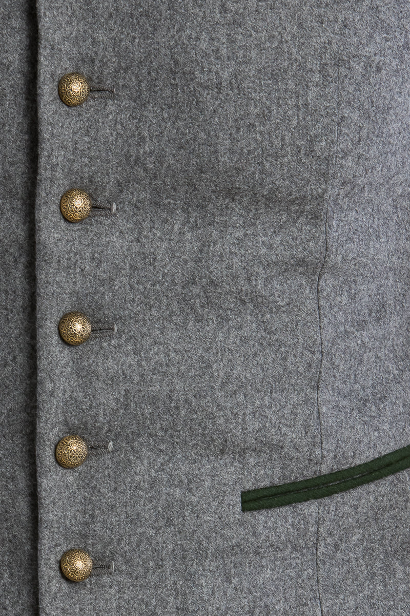 Gottseidank Trachtenweste Konstantin zinngrau Detail | Gottseidank traditional vest Konstantin pewter grey detail