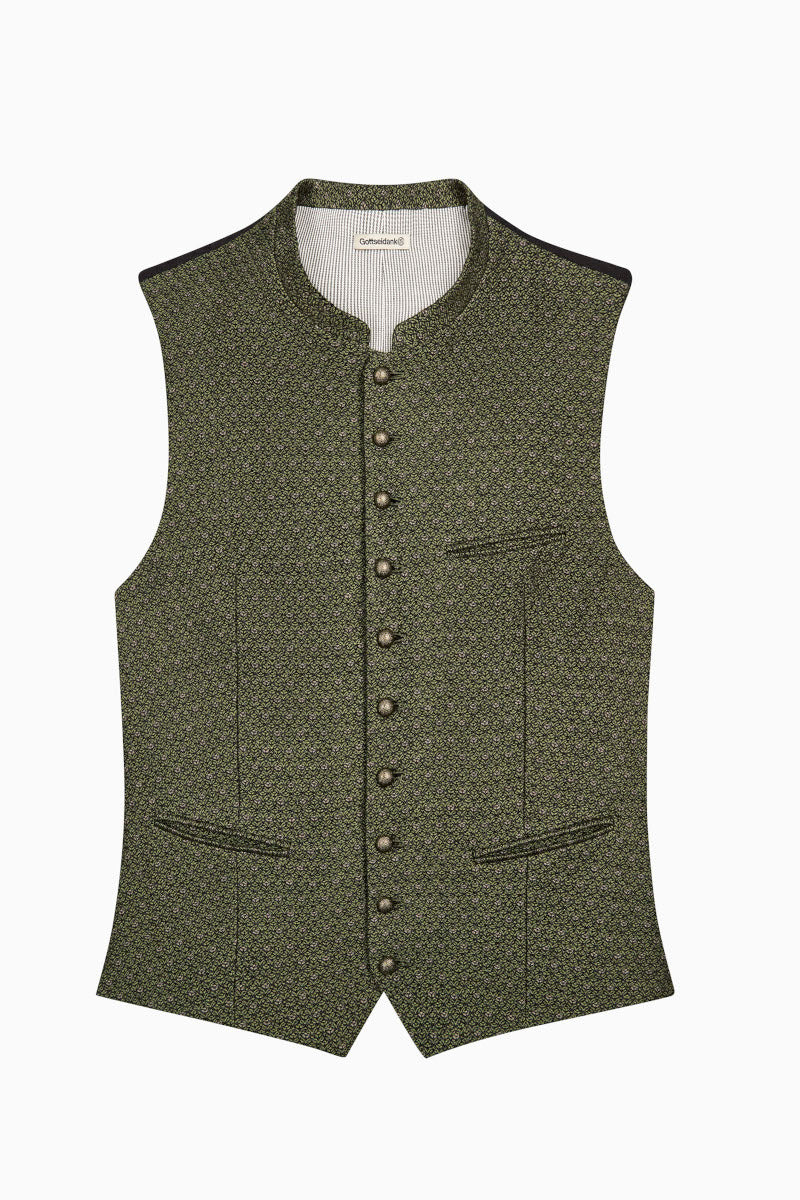 Gottseidank Trachtenweste Konstantin Moosgrün Detail | Gottseidank Mens Waistcoat Konstantin Moss Green detail