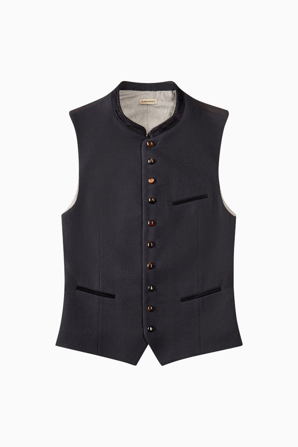 Gottseidank Trachtenweste Konstantin schwarz Vorderansicht | Gottseidank traditional vest Konstantin black front view