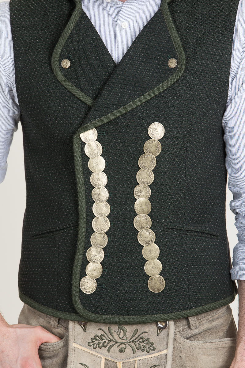 Gottseidank Kutschergilet Benedikt flaschengrün Rückansicht | Gottseidank coachman vest Benedikt bottle green back view