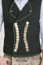Gottseidank Kutschergilet Benedikt flaschengrün Rückansicht | Gottseidank coachman vest Benedikt bottle green back view