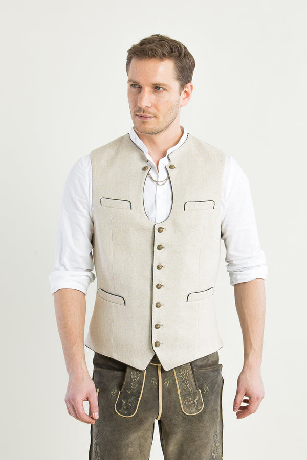 Gottseidank Miesbacher Weste Ignaz offwhite Vorderansicht | Gottseidank vest Ignaz off-white front view