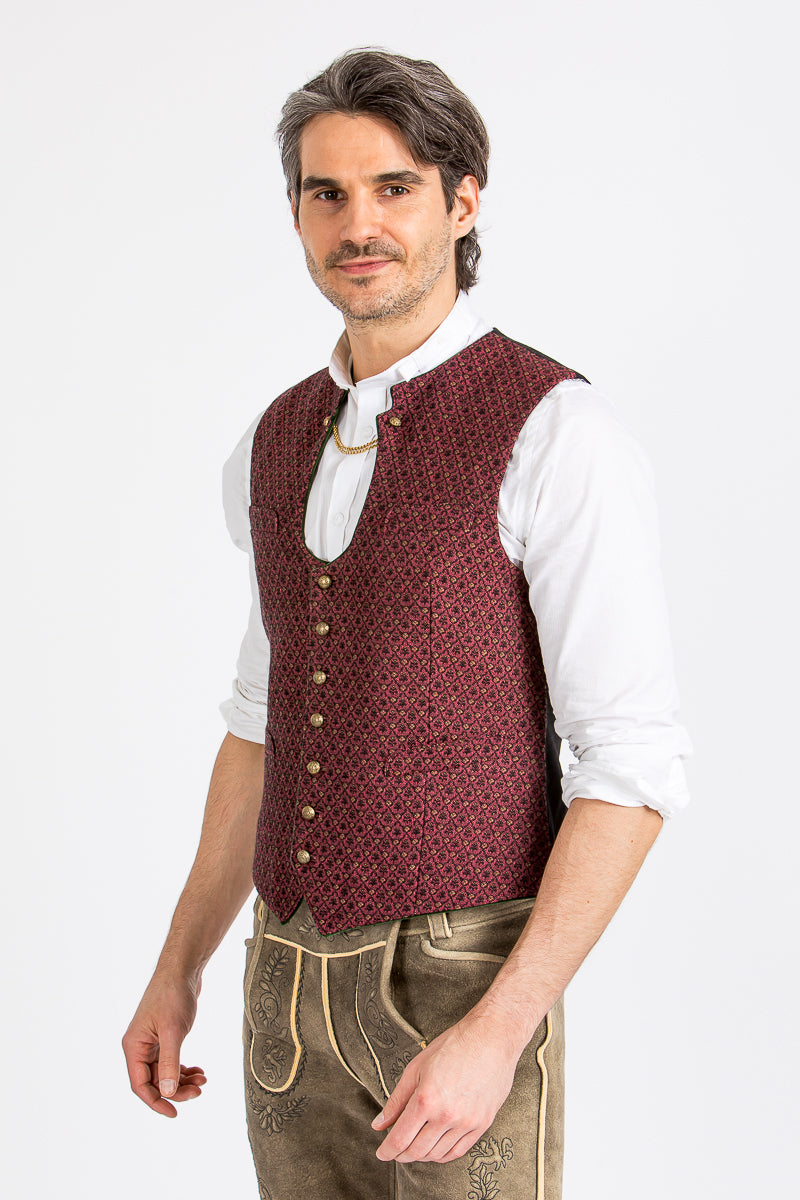 Gottseidank Miesbacher Weste Ignaz preiselbeer Detail | Gottseidank Miesbacher vest Ignaz cranberry detail