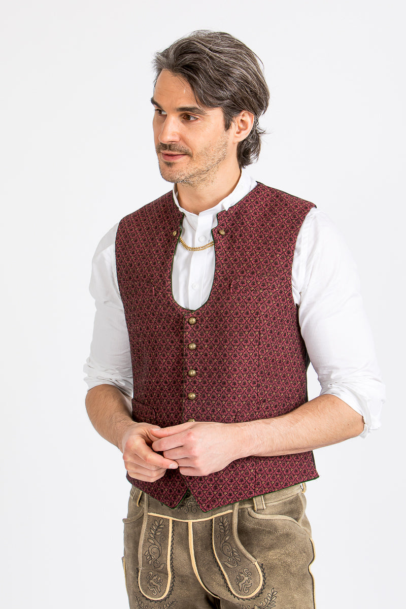 Gottseidank Miesbacher Weste Ignaz preiselbeer Detail | Gottseidank Miesbacher vest Ignaz cranberry detail