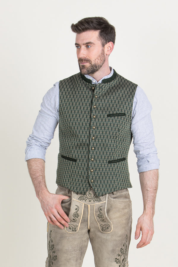 Gottseidank Trachtenweste Konstantin fichte Rückansicht | Gottseidank traditional vest Konstantin spruce back view
