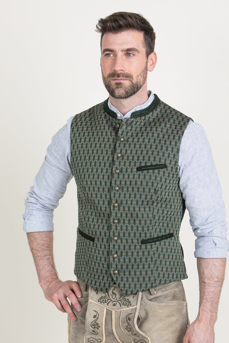 Gottseidank Trachtenweste Konstantin fichte Detail | Gottseidank traditional vest Konstantin spruce detail