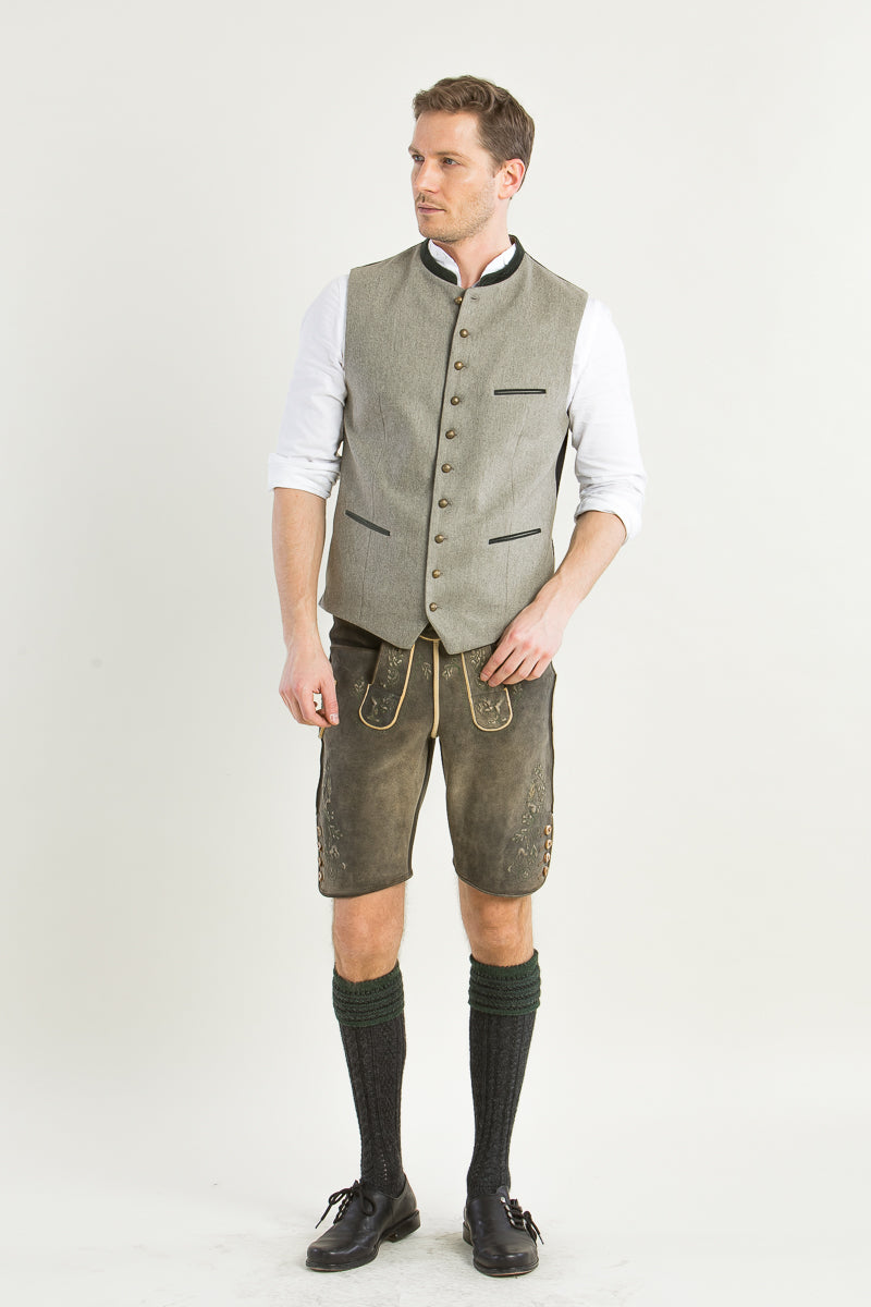 Gottseidank Trachtenweste Konstantin Desert Sage Getragen | Gottseidank Mens Waistcoat Konstantin Desert Sage worn