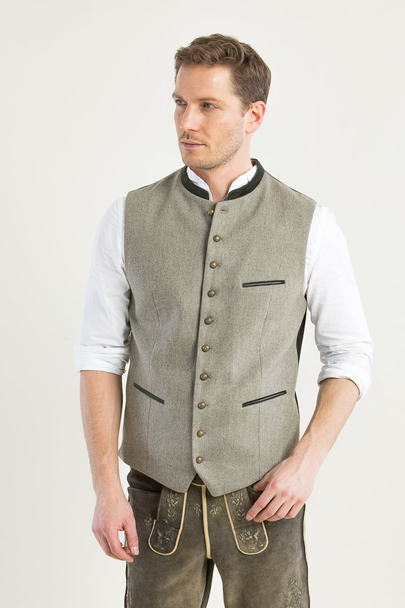 Gottseidank Trachtenweste Konstantin Desert Sage Vorderansicht | Gottseidank Mens Waistcoat Konstantin Desert Sage front view
