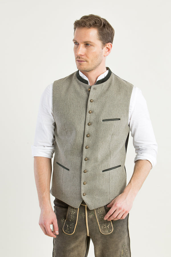 Gottseidank Trachtenweste Konstantin Desert Sage Vorderansicht | Gottseidank Mens Waistcoat Konstantin Desert Sage front view