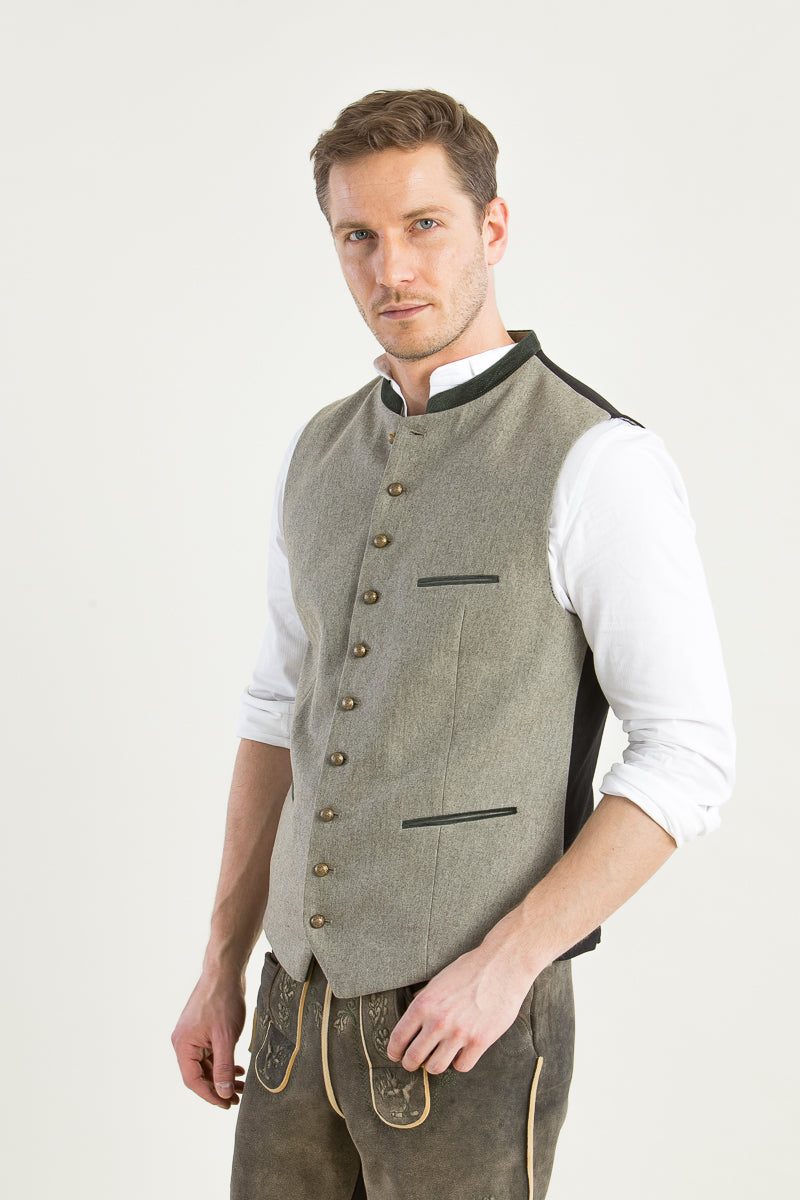 Gottseidank Trachtenweste Konstantin Desert Sage Detail | Gottseidank Mens Waistcoat Konstantin Desert Sage detail