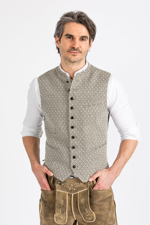 Gottseidank Trachtenweste Konstantin altoliv Vorderansicht | Gottseidank men's vest Konstantin old olive front view