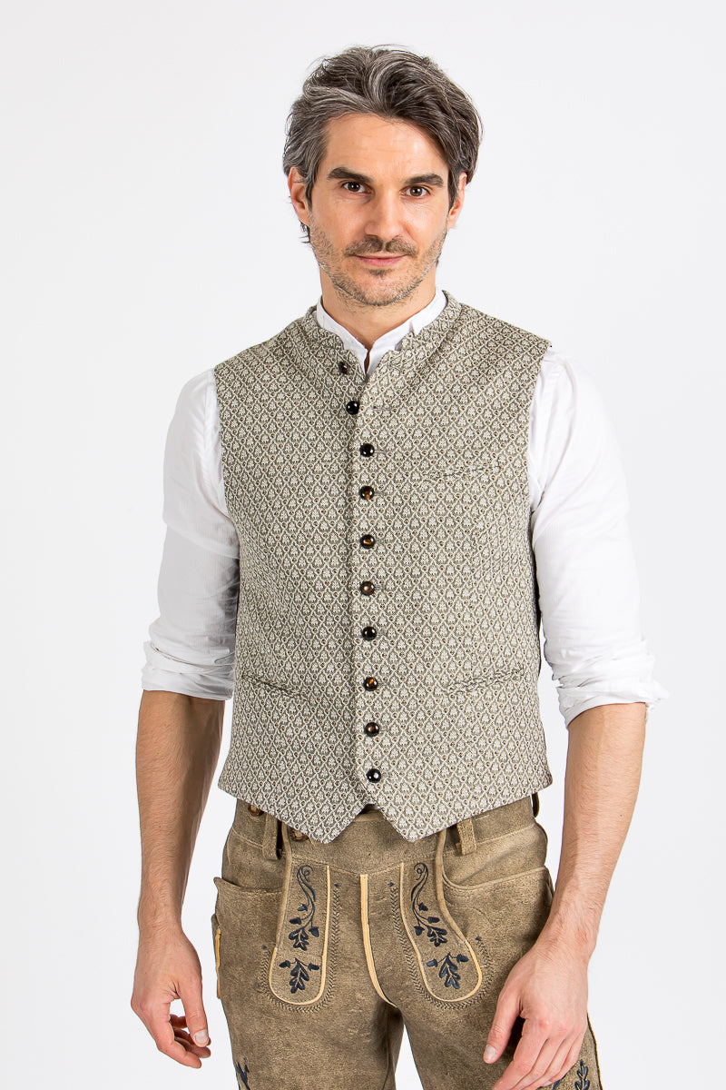 Gottseidank Trachtenweste Konstantin altoliv Detail | Gottseidank men's vest Konstantin old olive detail