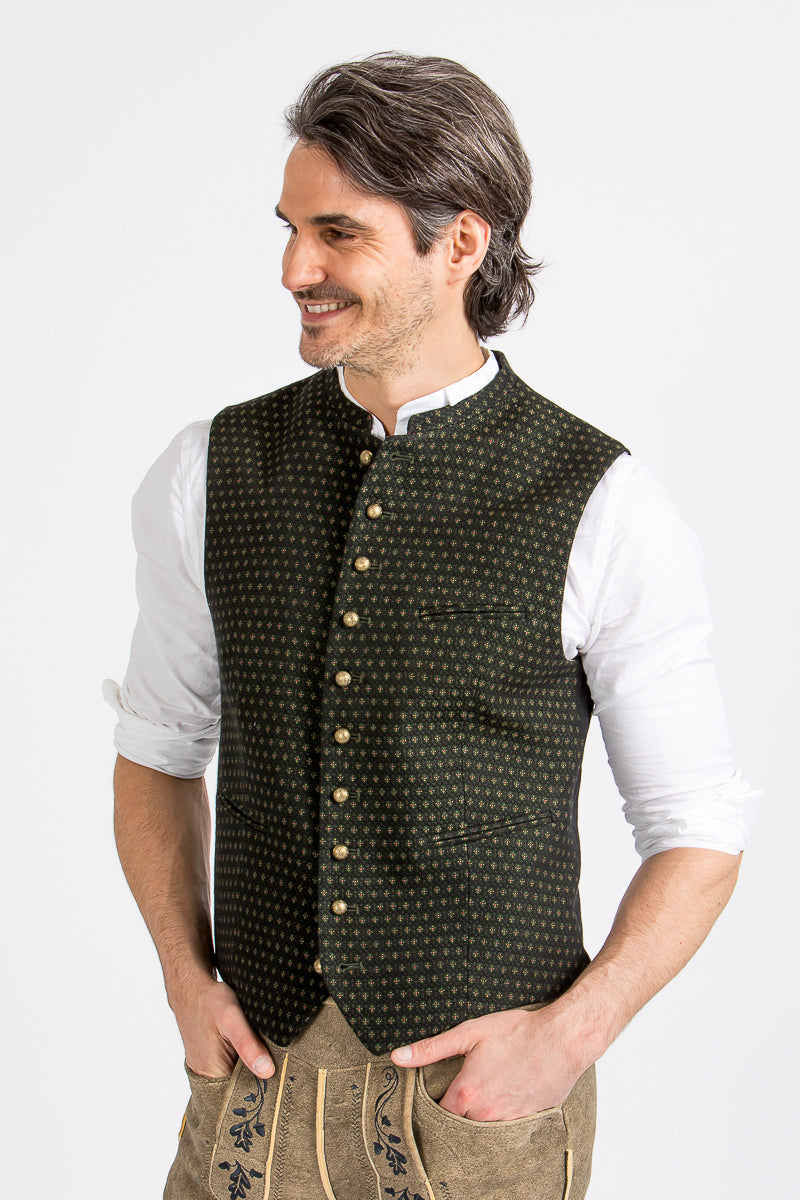 Gottseidank Trachtenweste Konstantin wiese Detail | Gottseidank men's vest Konstantin meadow green detail