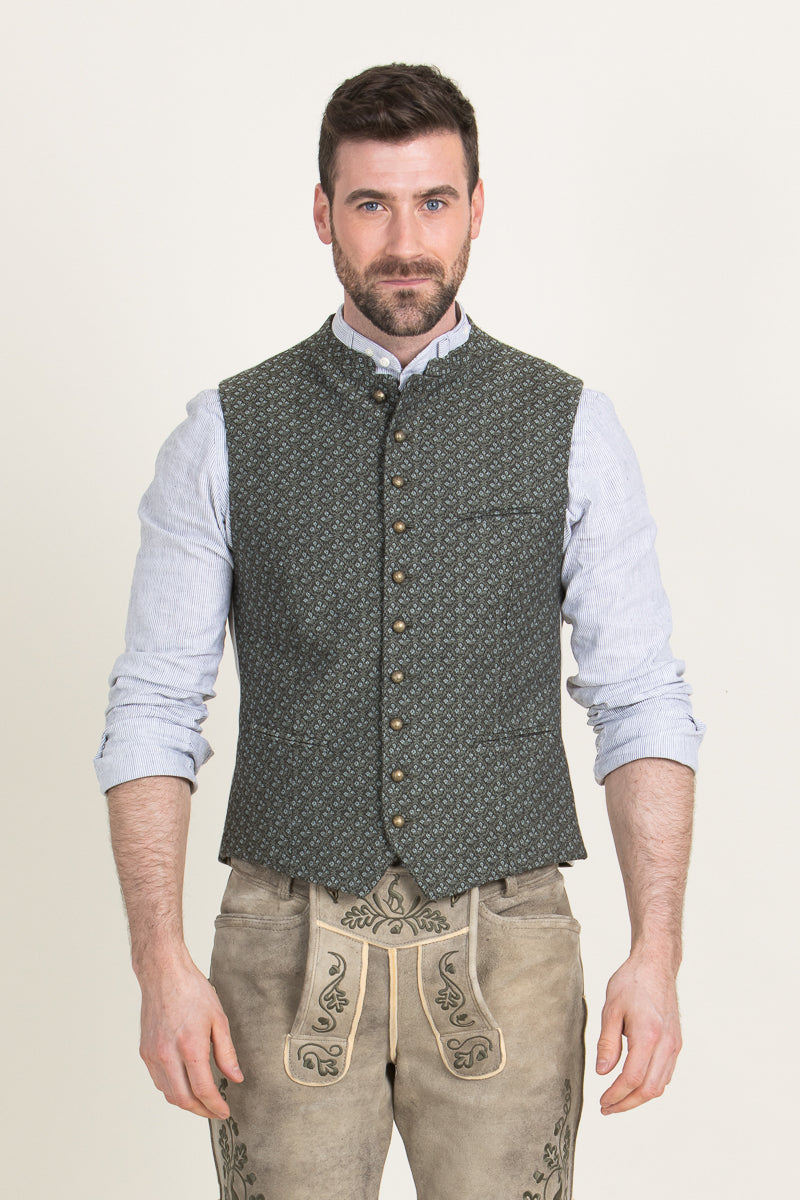 Gottseidank Trachtenweste Konstantin thymian Vorderansicht | Gottseidank traditional vest Konstantin thyme front view