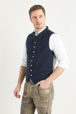 Grasegger Leinenweste Aurach blau Detail | Grasegger linen vest Aurach blue detail